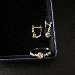 Elegant All Silver Set - ring and earnings